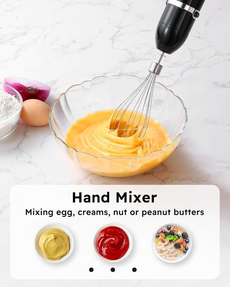 sangcon 5-in-1 Immersion Blender Handheld with 1000ml Cup, 2-Speed Adjustable Hand Blender with 304 Stainless Blades, Detachable Whisk and Milk Frother - Image 5
